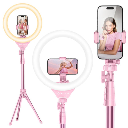 UBeesize 12'' LED Ring Light with 62'' Tripod Stand, Selfie Ring Light for Video Recording, Live Streaming, TikTok & YouTube, Compatible with iPhone & Android (Black)