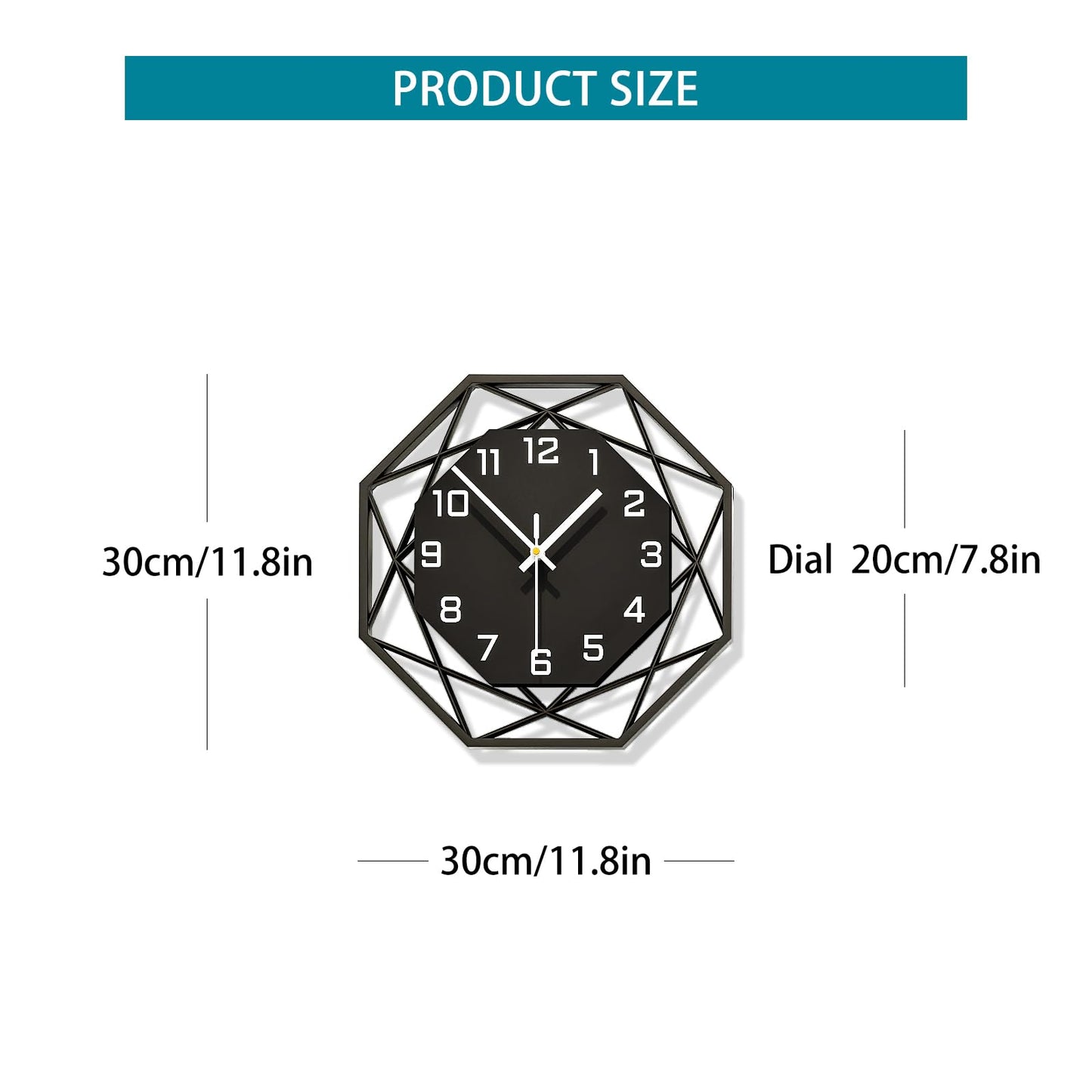 Modern Wall Clocks for Living Room Decor 12in Black Wall Clock Silent Non-Ticking Quartz Battery Operated for Office Kitchen Bedroom Bathroom Minimalist Small Clock Decoration Easy to Read