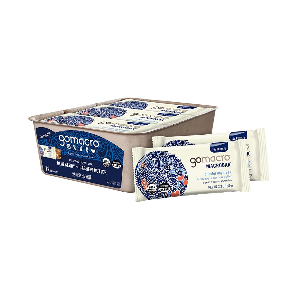 GoMacro MacroBar Organic Vegan Protein Bars - Coconut + Almond Butter + Chocolate Chips (2.3 Ounce Bars, 12 Count)