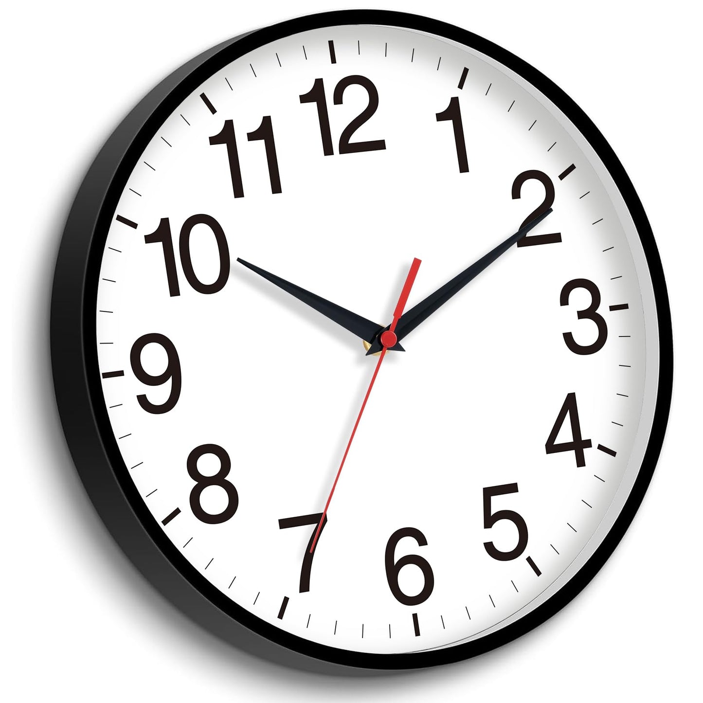 Rohioue Wall Clock Modern 8 Inch Battery Operated Silent Non Ticking Small Analog Clock for Living Room Office Home Bedroom Kitchen Bathroom(Black)
