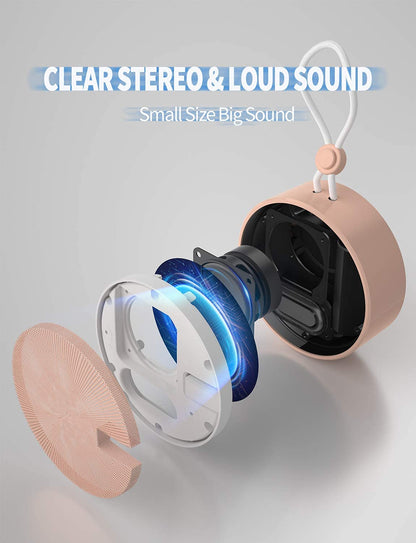 INSMY C12 IPX7 Waterproof Shower Bluetooth Speaker, Portable Small Speaker, Speakers Bluetooth Wireless Loud Clear Sound Support TF Card Suction Cup for Kayak Canoe Beach Gift (Black)