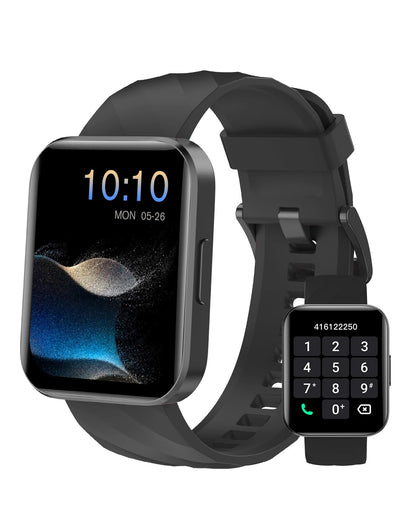 Smart Watch (Answer/Make Calls), 1.85" Smart Watches for Men Women Digital Watch Fitness Tracker with 100+ Sport Modes Heart Rate Monitor for iOS Android Phones Waterproof Black