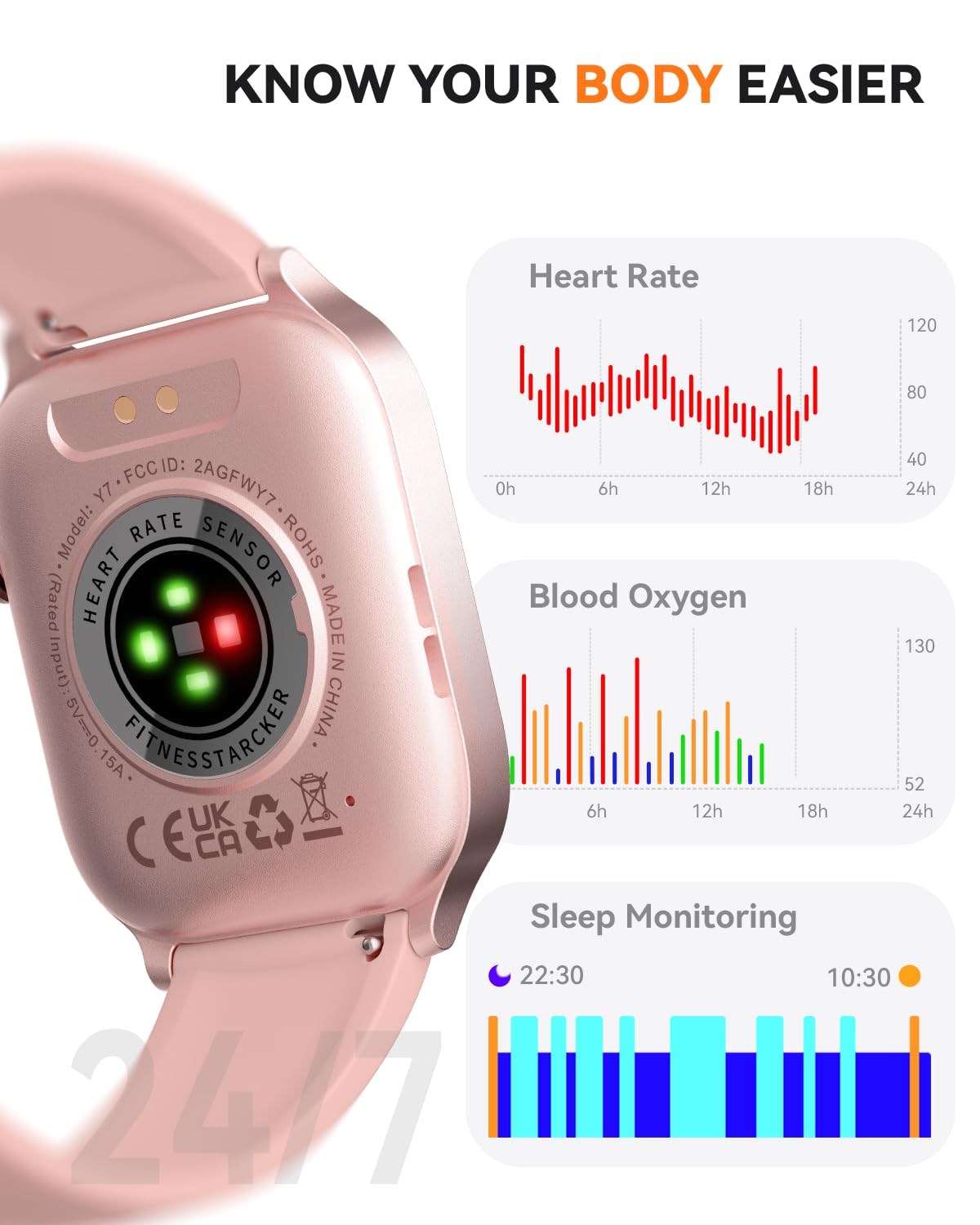 Smart Watches for Women Men, Fitness Tracker Watch with 110 Sports Modes, Step Counter/Sleep Monitor/Pedometer, IP68 Waterproof, Bluetooth Call & Music Control Smartwatch for iPhone/Android,Starlight