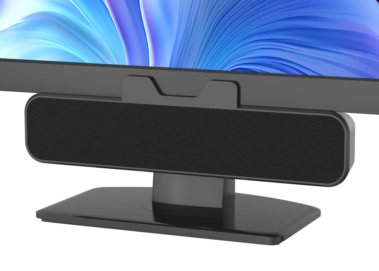 INGA Computer Speakers with Detachable Mic, Plug and Play Desktop Speakers, One-Touch Mute Microphone, Stereo & Bass, Easily Clamps to Monitor, Compatible with PC, MAC, Laptop