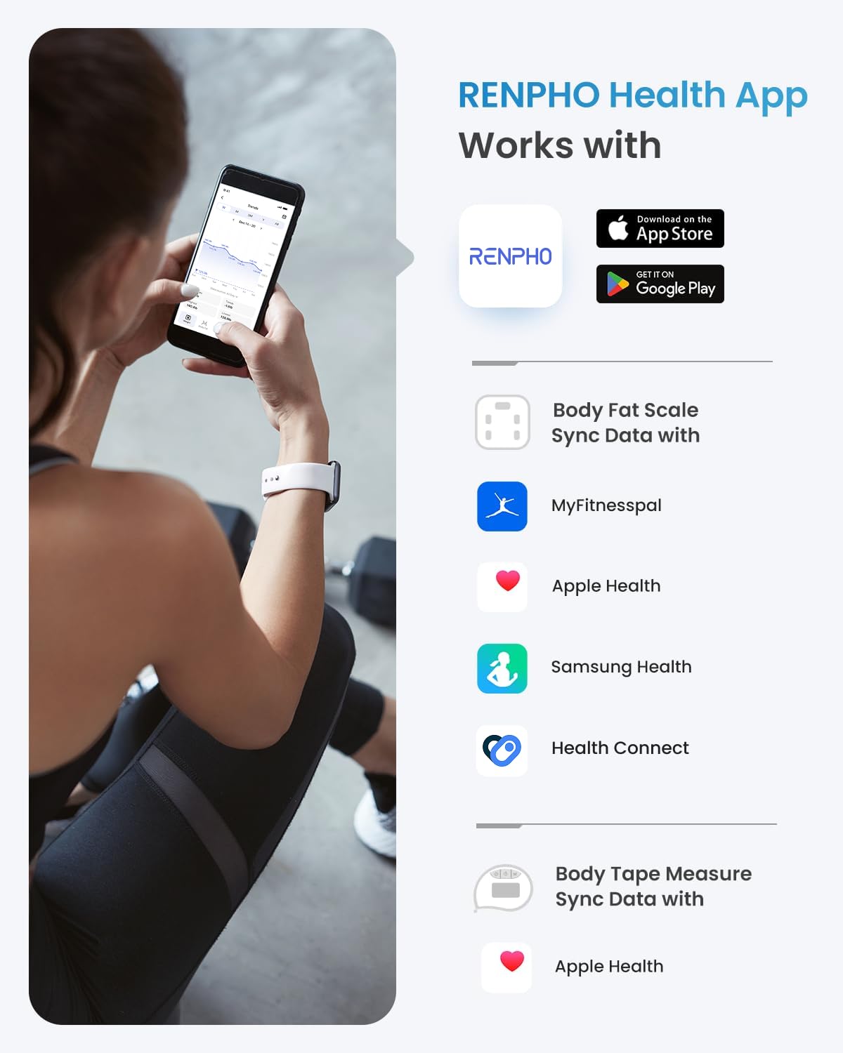 RENPHO Smart Scale for Body Weight, Tempered Glass Bathroom Digital Scale with BMI, Body Fat, Bluetooth Fitness Equipment Sync with Apps Accurate for Weight Loss, Home Use, 400 lbs – Elis 1