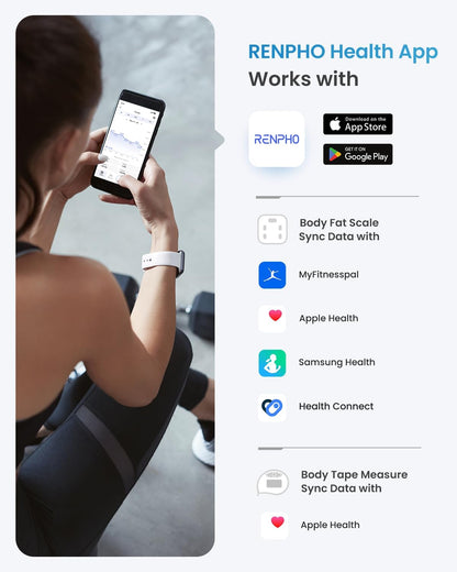 RENPHO Smart Scale for Body Weight, Tempered Glass Bathroom Digital Scale with BMI, Body Fat, Bluetooth Fitness Equipment Sync with Apps Accurate for Weight Loss, Home Use, 400 lbs – Elis 1