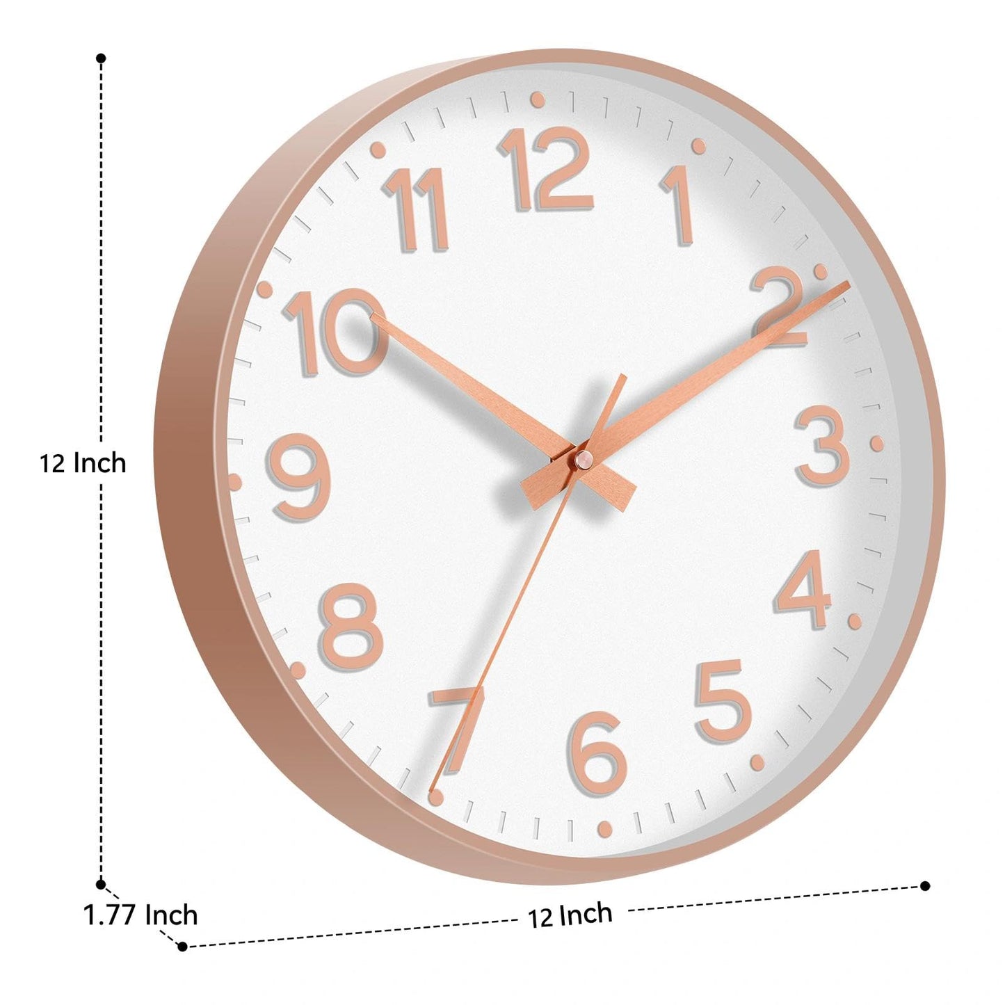 Roymnie Wall Clock Green, Silent Wall Clocks Battery Operated 8 Inch-Modern Non Ticking Analog Clock Decorative for Kitchen Office Bathroom Bedroom(Gold)