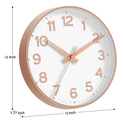 Roymnie Wall Clock Green, Silent Wall Clocks Battery Operated 8 Inch-Modern Non Ticking Analog Clock Decorative for Kitchen Office Bathroom Bedroom(Gold)