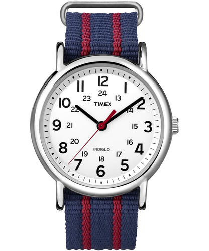 Timex Weekender 38mm Unisex Analog Watch | INDIGLO Backlight | Adjustable Durable Nylon Fabric Slip Through Strap | 24 Hour Time