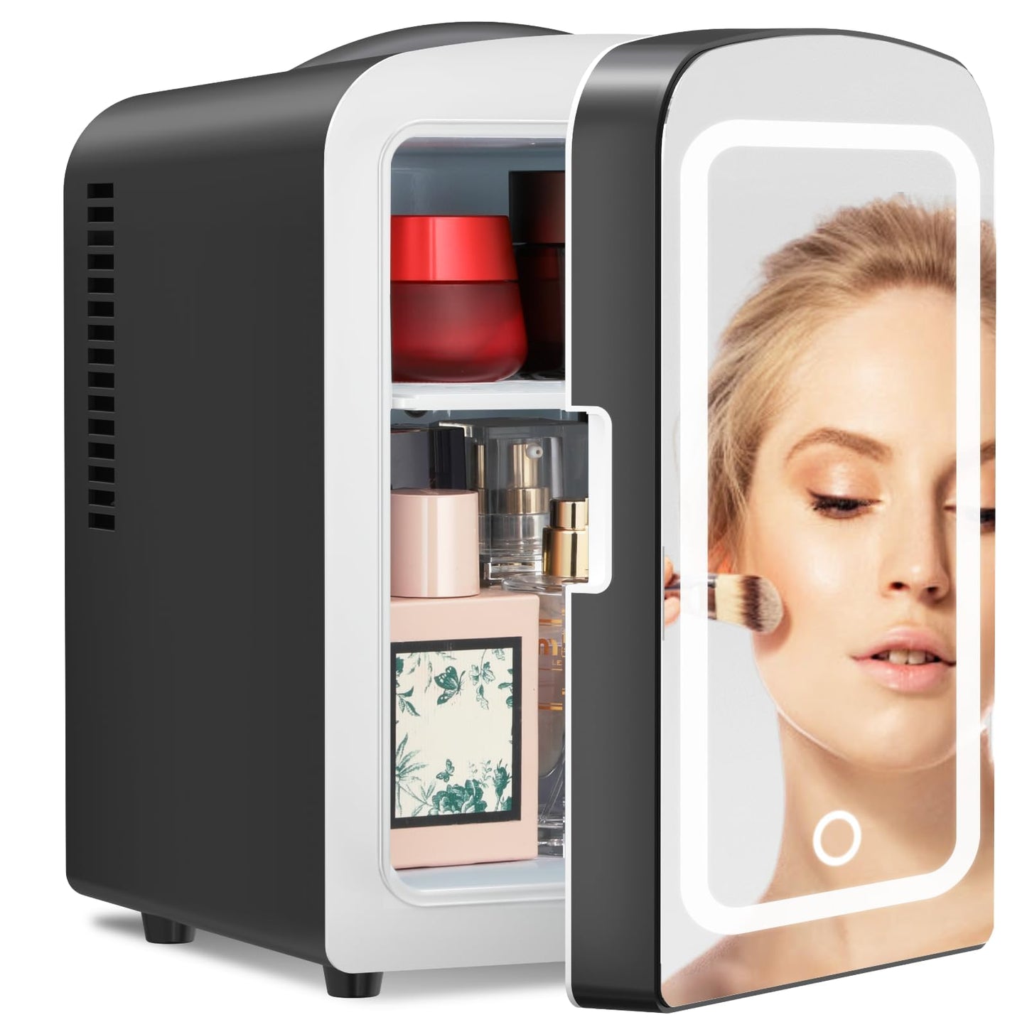 Antarctic Star Compact Refrigerator, Portable Mini Fridge, Skin Care 4L Capacity/6 Cans, for Bedroom, Car, Office & Dorm, Small Cooler for Cosmetics, Beverage and Food, Black