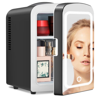 Antarctic Star Compact Refrigerator, Portable Mini Fridge, Skin Care 4L Capacity/6 Cans, for Bedroom, Car, Office & Dorm, Small Cooler for Cosmetics, Beverage and Food, Black