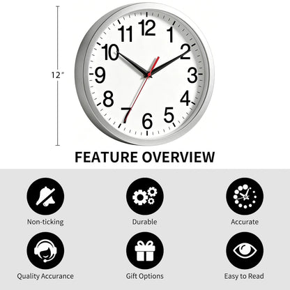 Rohioue Wall Clock Modern 8 Inch Battery Operated Silent Non Ticking Small Analog Clock for Living Room Office Home Bedroom Kitchen Bathroom(Black)