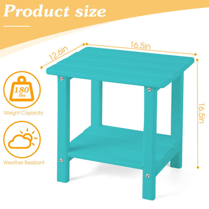 Apolimi Adirondack Outdoor Side Table, 2-Tier Sturdy Patio End Table Weather Resistant, 16.5" Solid Side Table for Patio, Pool, Porch
