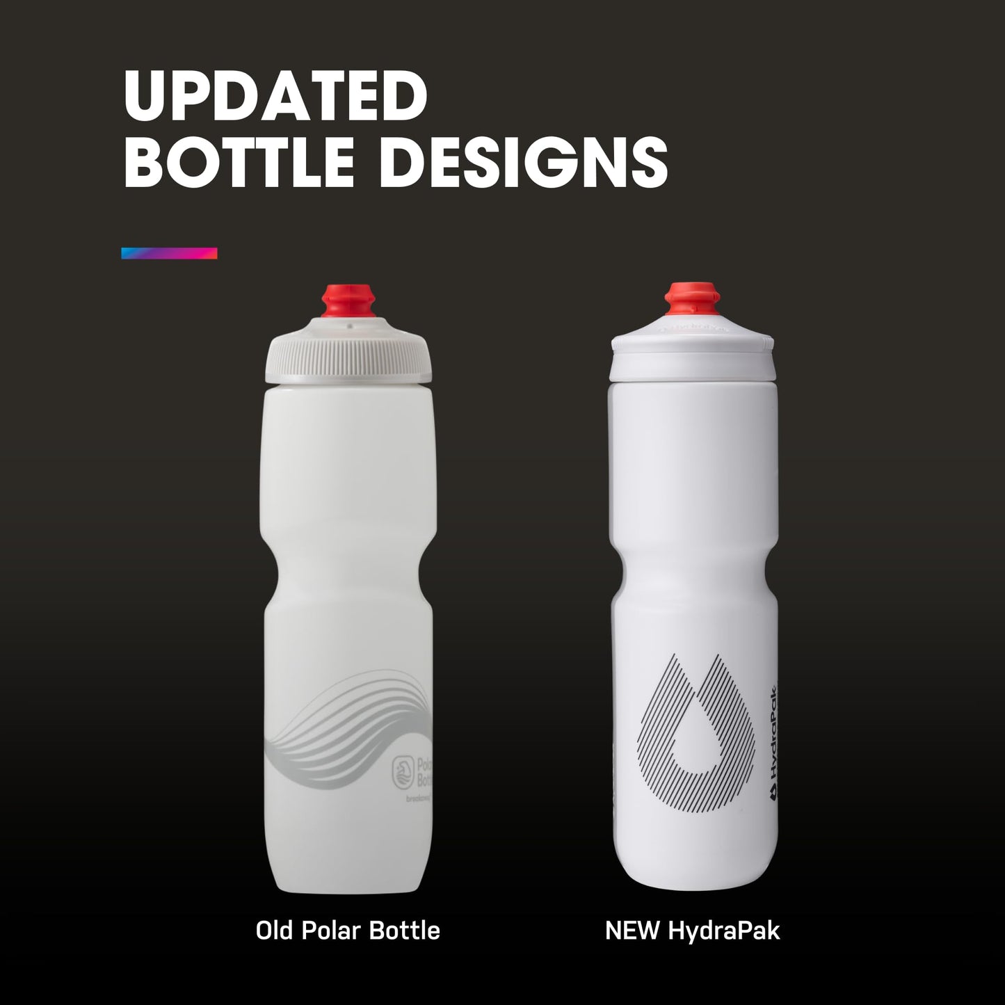 HydraPak Breakaway Surge Lightweight Bike Water Bottle 2-Pack (20oz, 25oz, 30oz) - High Flow, Cycling & Sports Squeeze Bottle