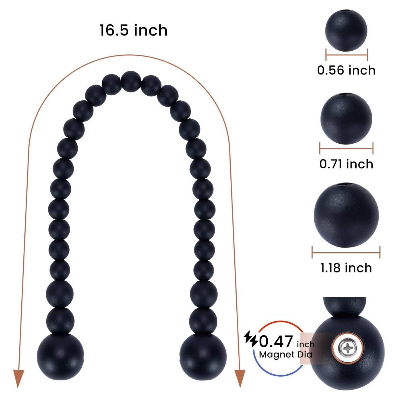 KLOGTSIND Magnetic Curtain Tiebacks, Curtain Holdbacks for Curtains 2 Pack, Wood Bead Curtain Holders for Boho Bedroom Decor, Baby Nursery Decor, Farmhouse Decor