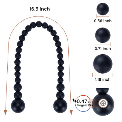 KLOGTSIND Magnetic Curtain Tiebacks, Curtain Holdbacks for Curtains 2 Pack, Wood Bead Curtain Holders for Boho Bedroom Decor, Baby Nursery Decor, Farmhouse Decor