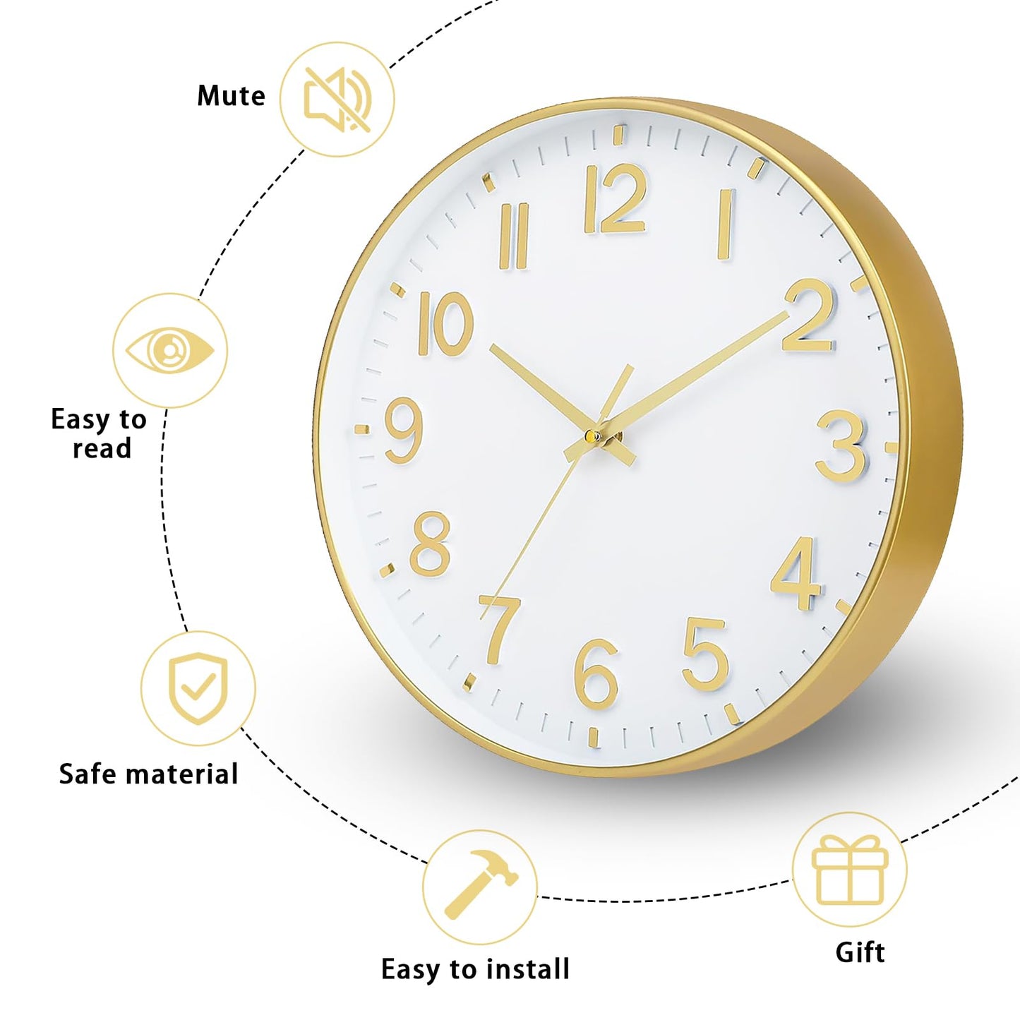 HZDHCLH Wall Clocks Battery Operated,Wall Clock Green,8 inch Wall Clock Silent Non Ticking Modern 3D Numbers for Kitchen Bedroom Living Room Office Classroom Decor