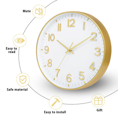 HZDHCLH Wall Clocks Battery Operated,Wall Clock Green,8 inch Wall Clock Silent Non Ticking Modern 3D Numbers for Kitchen Bedroom Living Room Office Classroom Decor