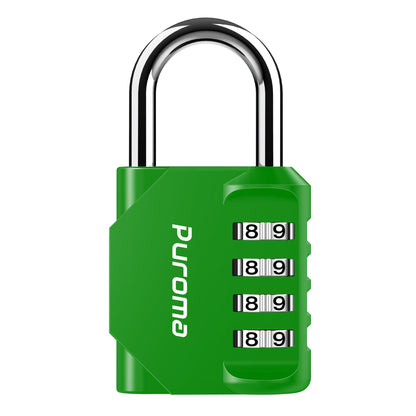 Puroma 2 Pack Combination Lock 4 Digit Padlock for School Gym Locker, Sports Locker, Fence, Toolbox, Case, Hasp Storage (Black & Code Window)