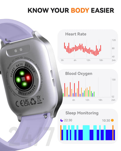 Smart Watches for Women Men, Fitness Tracker Watch with 110 Sports Modes, Step Counter/Sleep Monitor/Pedometer, IP68 Waterproof, Bluetooth Call & Music Control Smartwatch for iPhone/Android,Starlight