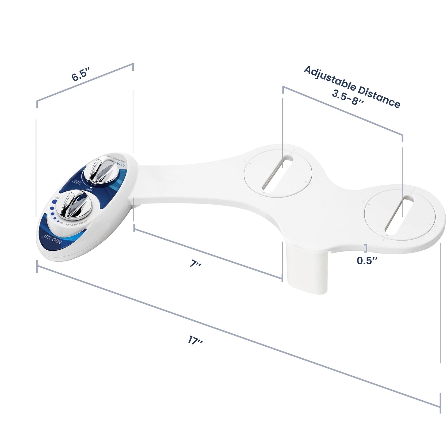 LUXE Bidet NEO 120 - Single Nozzle, Self-Cleaning, Non-Electric Bidet Attachment for Toilet Seat, Adjustable Water Pressure, Rear Wash (White)