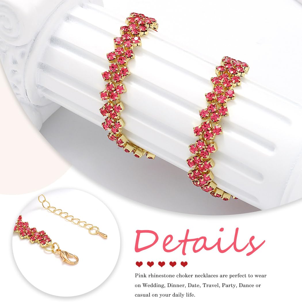 JEAIRTS Rhinestone Choker Necklace Gold Diamond Neck Chain Costume Jewelry