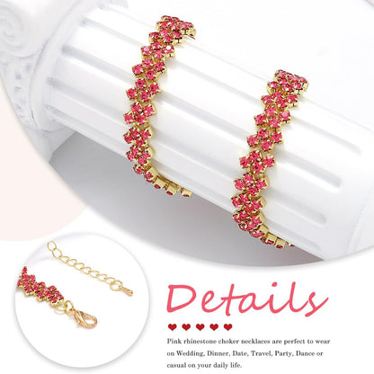 JEAIRTS Rhinestone Choker Necklace Gold Diamond Neck Chain Costume Jewelry