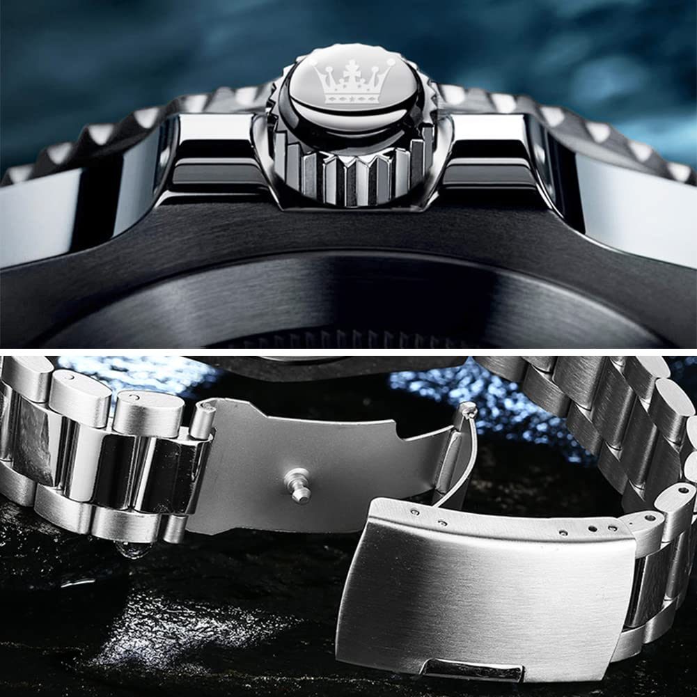 OLEVS Luxury Watches for Men Big Face Stainless Steel Business Dress Analog Quartz Watch with Day Waterproof Luminous Mens Wrist Watch