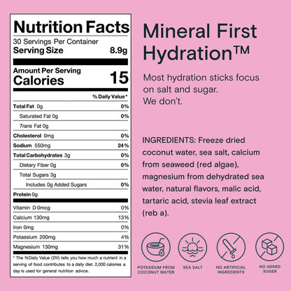 Mineral Hydration Packets – Electrolyte Powder Drink Mix with Calcium, Magnesium, Potassium – No Added Sugar, Natural Ingredients - Variety Pack (12 Packets)