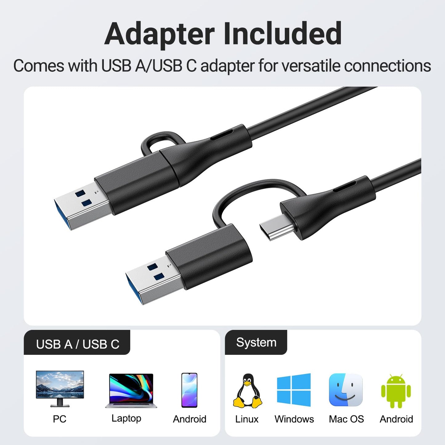 INGA Computer Speakers with Detachable Mic, Plug and Play Desktop Speakers, One-Touch Mute Microphone, Stereo & Bass, Easily Clamps to Monitor, Compatible with PC, MAC, Laptop