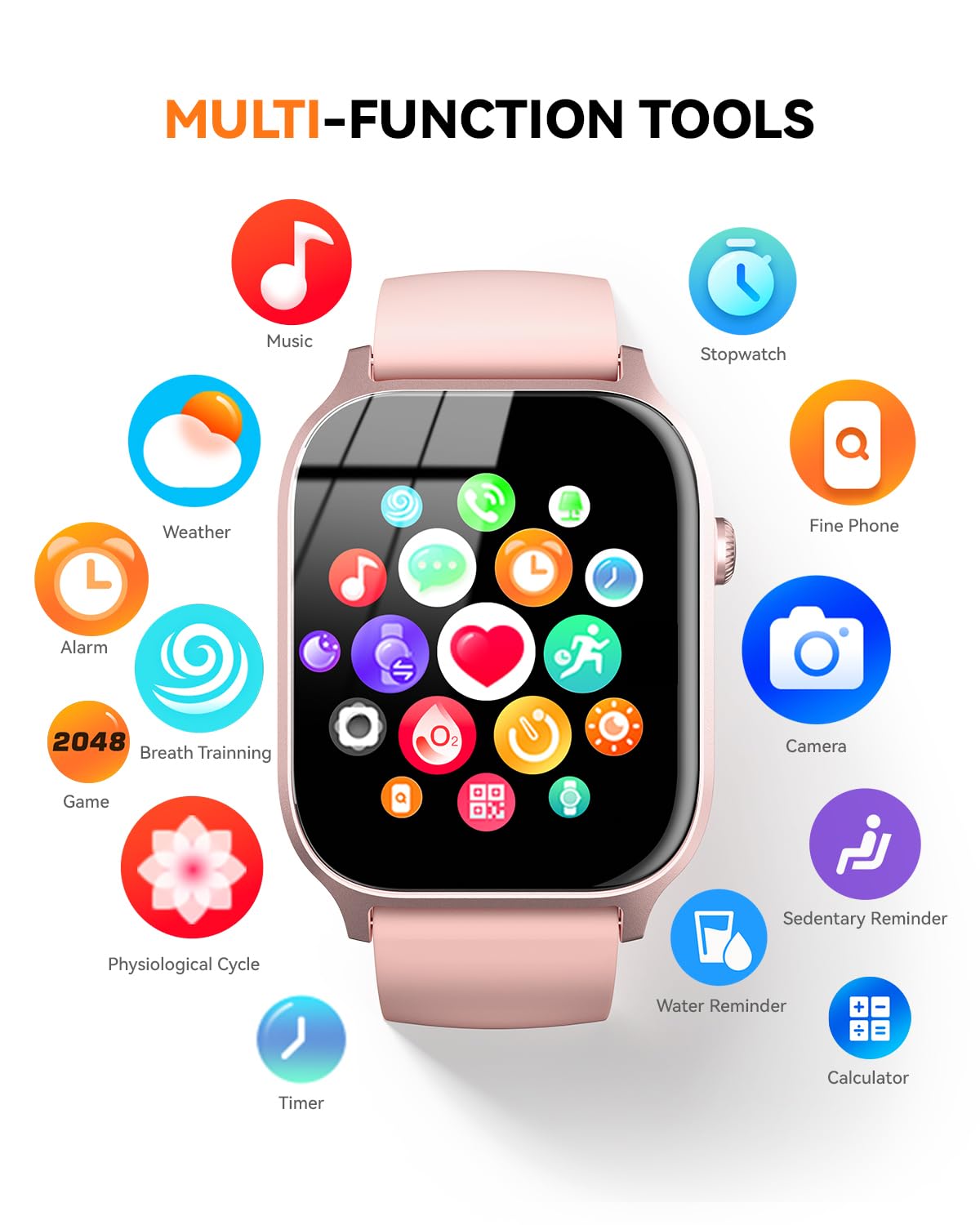 Smart Watches for Women Men, Fitness Tracker Watch with 110 Sports Modes, Step Counter/Sleep Monitor/Pedometer, IP68 Waterproof, Bluetooth Call & Music Control Smartwatch for iPhone/Android,Starlight