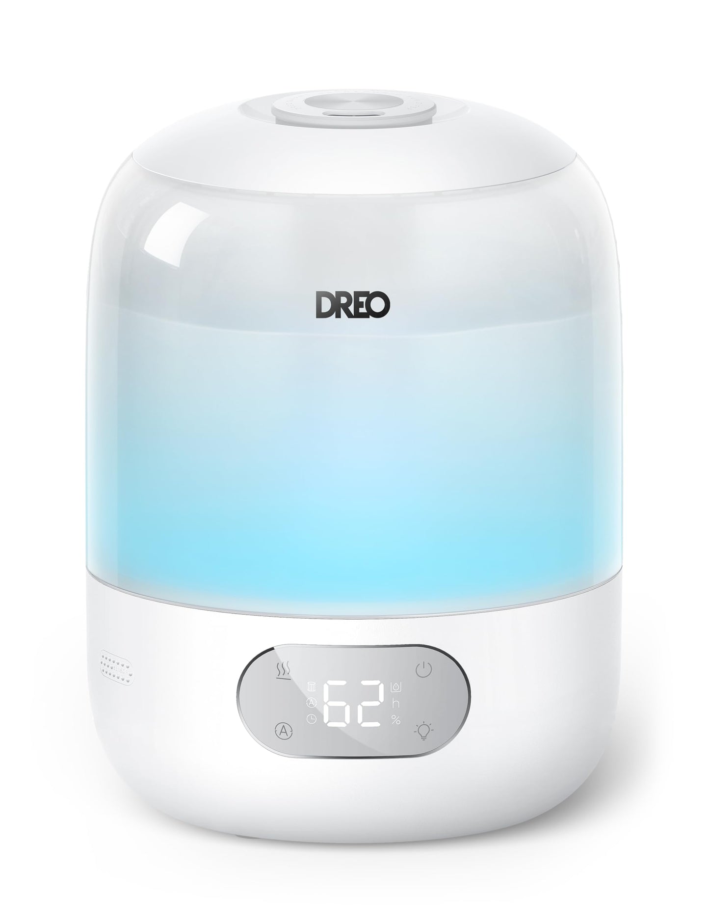 DREO Humidifiers for Bedroom, 3L Top Fill 30H & 26dB Quiet Runtime for Large Room, Cool Mist Ultrasonic Humidifier with Humidity Sensor, Night Light for Home, Baby, Nursery, Plants, 360° Nozzle, Black