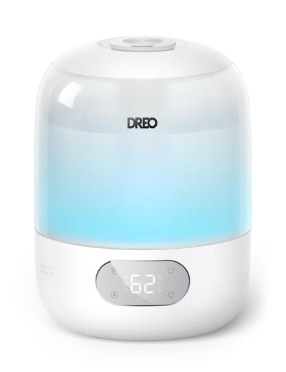 DREO Humidifiers for Bedroom, 3L Top Fill 30H & 26dB Quiet Runtime for Large Room, Cool Mist Ultrasonic Humidifier with Humidity Sensor, Night Light for Home, Baby, Nursery, Plants, 360° Nozzle, Black