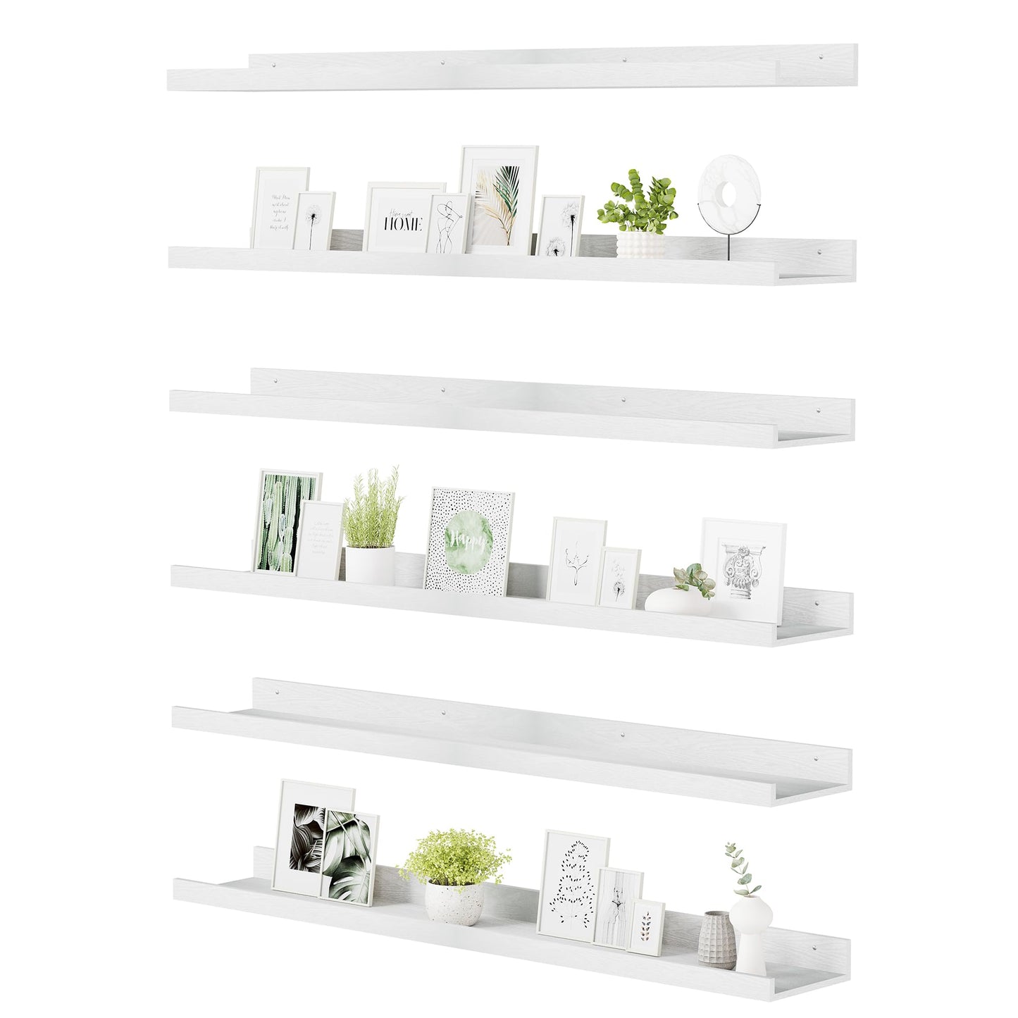 upsimples Floating Shelves for Wall, Wall Shelves for Decor Storage Set of 6, Wall Mounted Wood Shelf for Bedroom, Living Room, Bathroom, Kitchen, Picture Ledge Shelf, Black