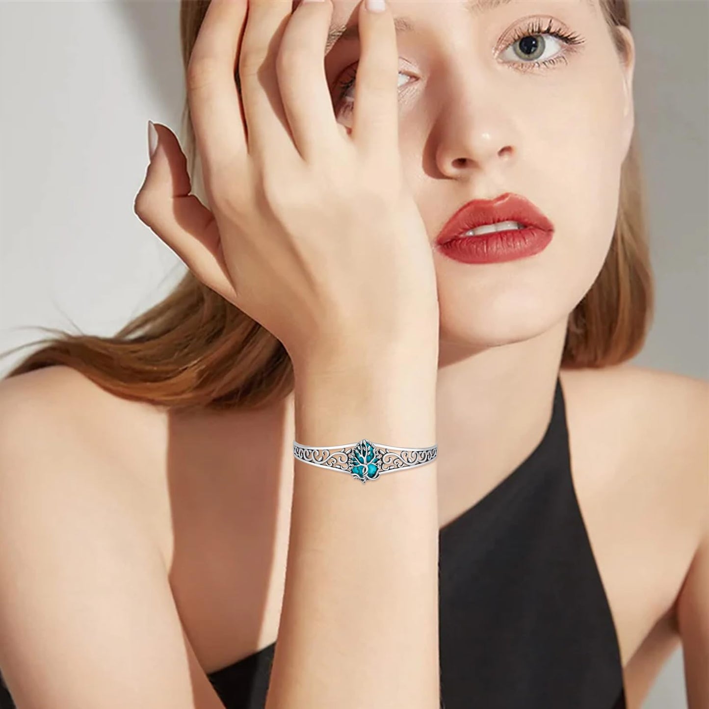 Genuine Turquoise Bracelet for Women 925 Sterling Silver Real Turquoise Cuff Bracelet Vintage Western Jewelry for Women