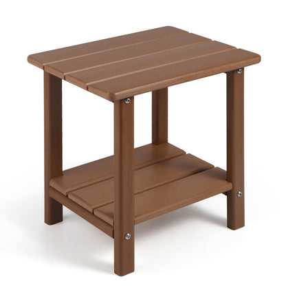 Apolimi Adirondack Outdoor Side Table, 2-Tier Sturdy Patio End Table Weather Resistant, 16.5" Solid Side Table for Patio, Pool, Porch