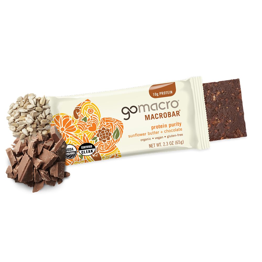 GoMacro MacroBar Organic Vegan Protein Bars - Coconut + Almond Butter + Chocolate Chips (2.3 Ounce Bars, 12 Count)