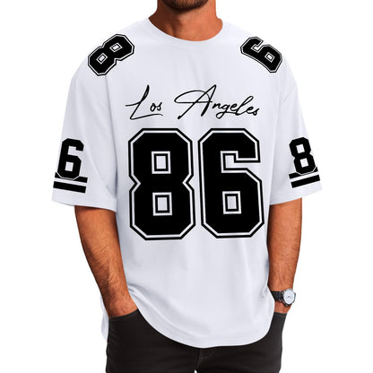 Graphic Tees Men Oversized Streetwear Tshirts for Men Number Los Angeles Print Jerseys Shirt Casual Tee Top