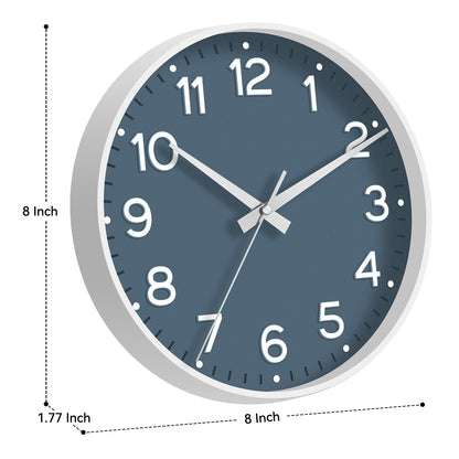 Roymnie Wall Clock Green, Silent Wall Clocks Battery Operated 8 Inch-Modern Non Ticking Analog Clock Decorative for Kitchen Office Bathroom Bedroom(Gold)