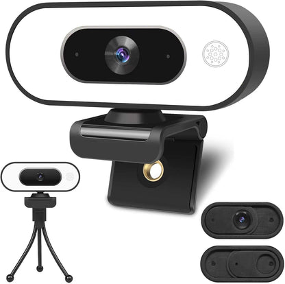 ToLuLu Streaming Webcam 2K 50FPS Web Cam, LED RGB Webcam with Microphone and Light, Autofocus Computer Camera with Cover and Tripod, Plug-Play USB Web cam for PC Desktop/MacBook Gaming Video Calling