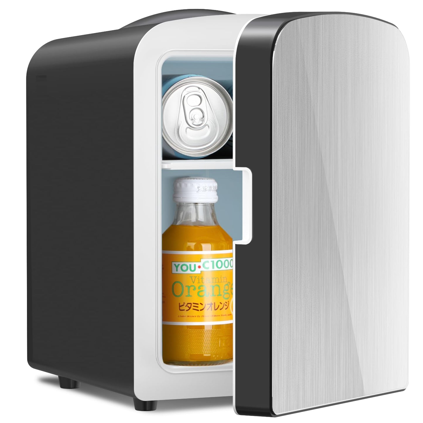Antarctic Star Compact Refrigerator, Portable Mini Fridge, Skin Care 4L Capacity/6 Cans, for Bedroom, Car, Office & Dorm, Small Cooler for Cosmetics, Beverage and Food, Black