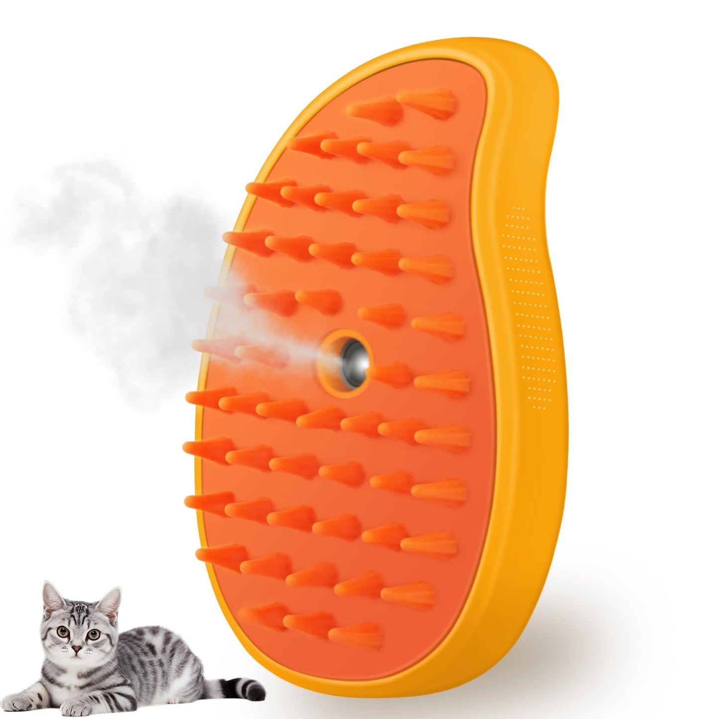 Cat Steam Brush, 3 In 1 Steamy Pet Brush, Silicone Massage Dog Hair Remover Comb, Spray Mist Grooming for Indoor Kittens (Mango Green)