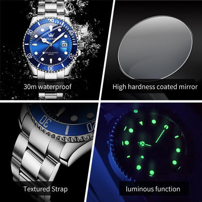 OLEVS Luxury Watches for Men Big Face Stainless Steel Business Dress Analog Quartz Watch with Day Waterproof Luminous Mens Wrist Watch