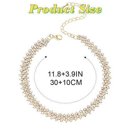 JEAIRTS Rhinestone Choker Necklace Gold Diamond Neck Chain Costume Jewelry