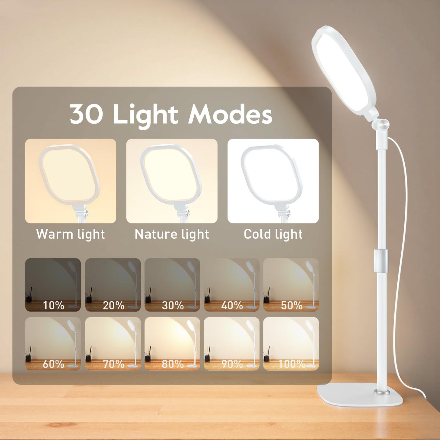 LitONES Video Conference Lighting for Zoom Meeting, Ring Light for Desk with Flexible Stand, 30 Light Modes Ring Light for Computer, Video Lights & Memory Func for Video Calls, Live Stream, Webcam