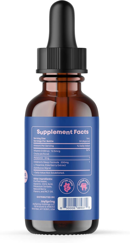 JoySpring Kids Bedtime Routine for Sleep & Gut Support – Liquid Melatonin + Herbal Digestive Support Drops for Toddlers & Kids – Evening Wellness System