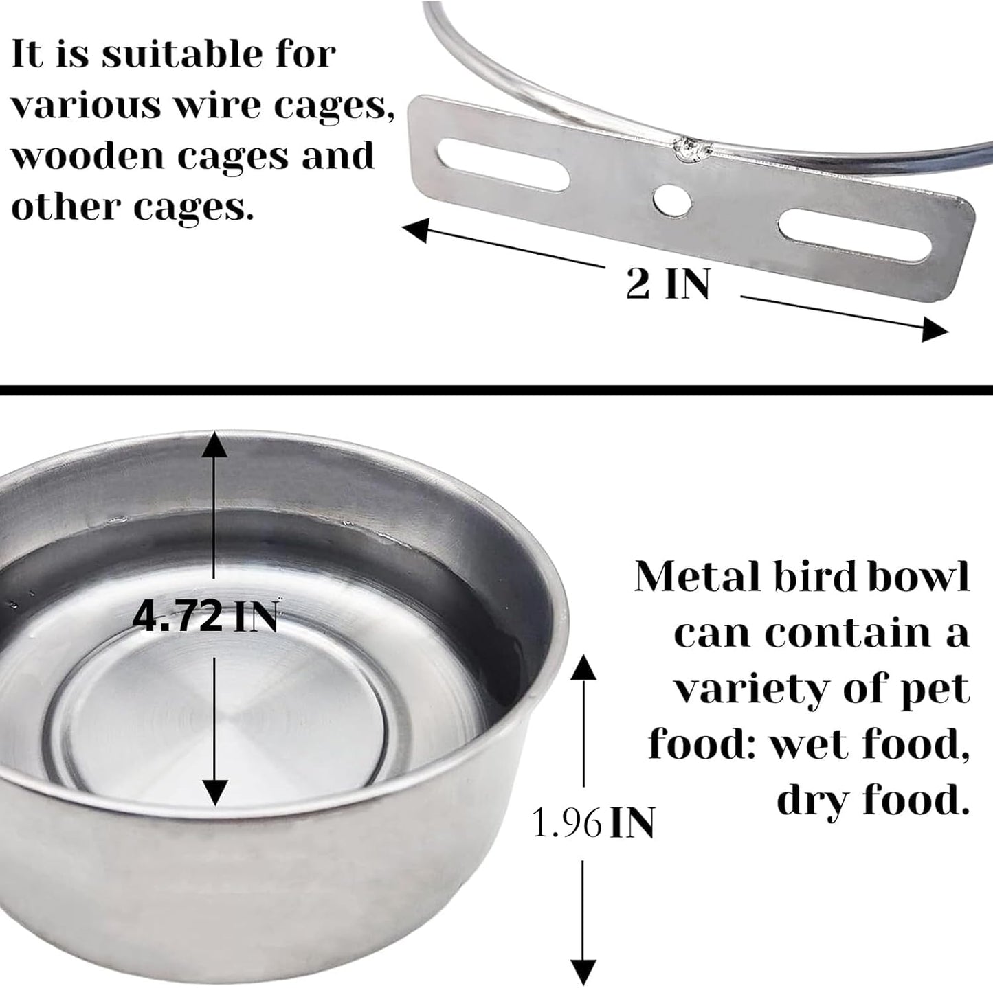 PINVNBY Parrot Feeding Cups Birds Food Dish Stainless Steel Parrot Feeders Water Cage Bowls with Clamp Holder for Cockatiel Conure Budgies Parakeet Parrot Macaw Small Animal Chinchilla Pack of 2