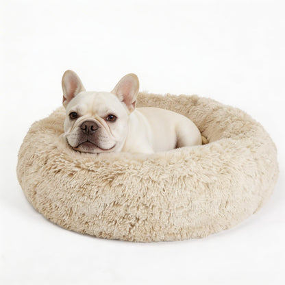 Small Calming Dogs Bed for Small Dogs Anti-Anxiety Machine Washable Fluffy Luxury Anti-Slip Waterproof Mute Base Warming Cozy Soft Pet Puppy Round Bed