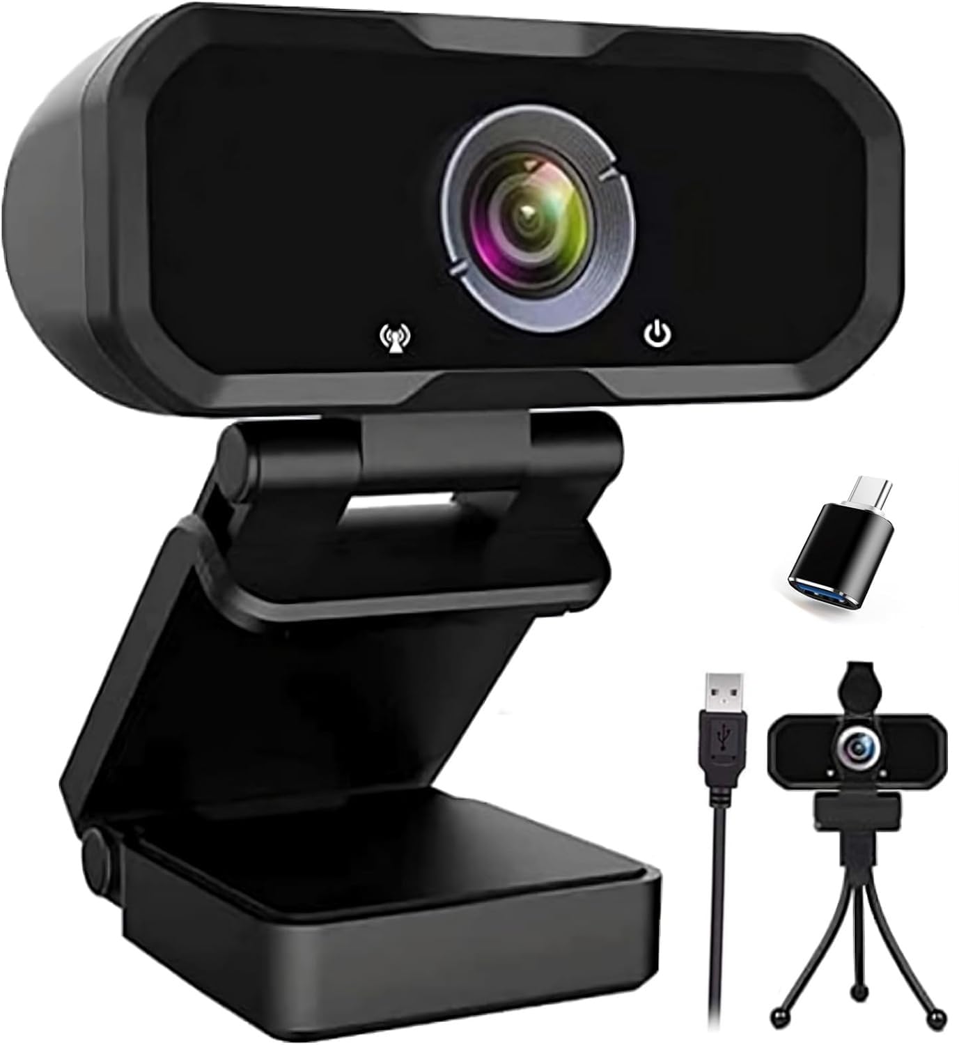 W4 2K Autofocus Webcam with Dual Mics & LED Light, 1080P 60fps/2K 50fps, USB Streaming Camera for PC, Laptop, Switch 2, Desktop - Plug and Play