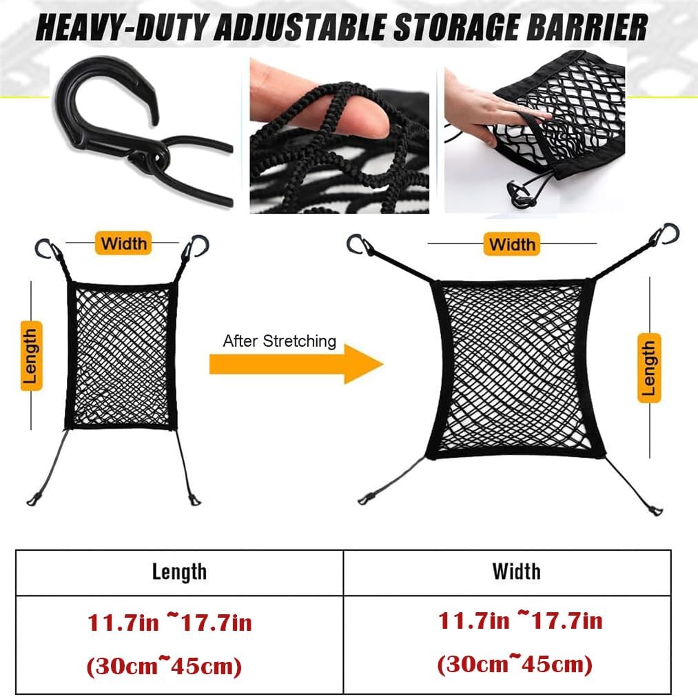 DYKESON Dog Car Barrier Net, Upgraded Pet Kids Divider with Mesh Organizer for Cars SUVs